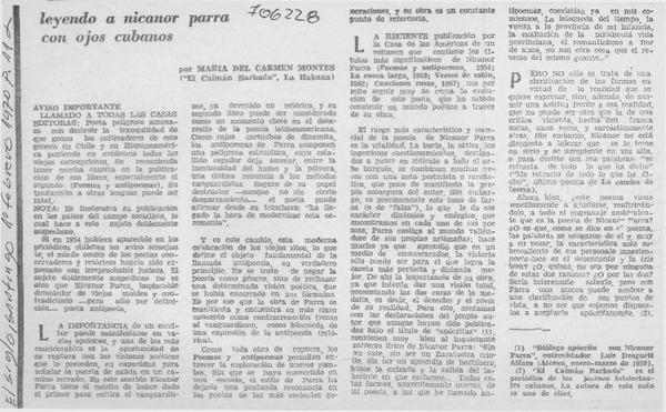 Leyendo a Nicanor Parra con ojos cubanos