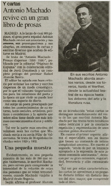 Antonio Machado revive en un gran libro de prosas