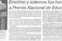 Emotivo y solemne fué homenaje a Premio Nacional de Educación.