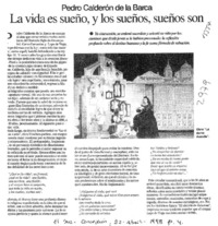 La Vida es sueño, y los sueños, sueños son  [artículo].