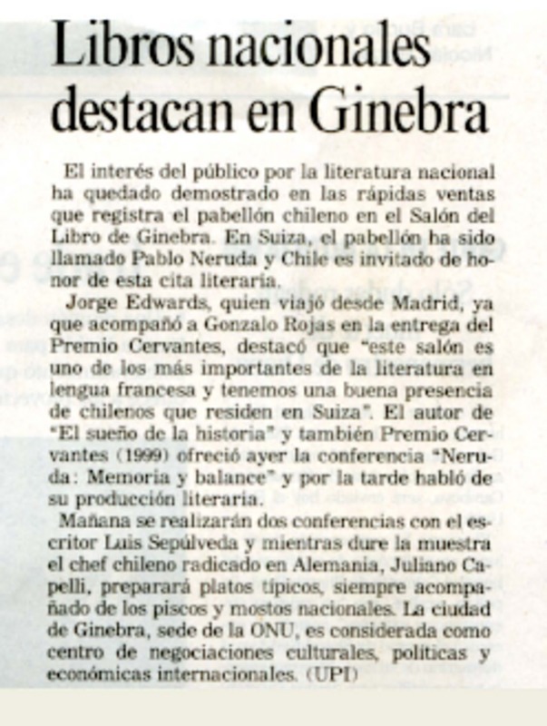 Libros nacionales destacan en Ginebra.  [artículo]