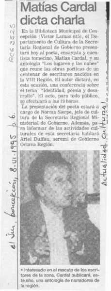 Matías Cardal dicta charla  [artículo].