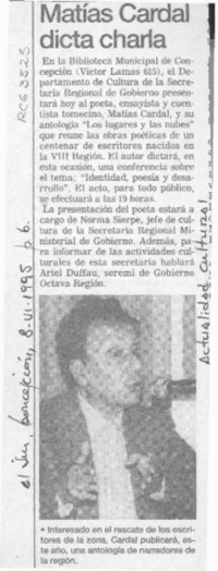 Matías Cardal dicta charla  [artículo].