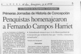 Penquistas homenajearon a Fernando Campos Harriet  [artículo].