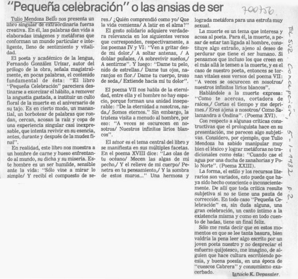 Pequeña celebración o las ánsias de ser
