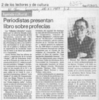 Periodistas presentan libro sobre profecías  [artículo].