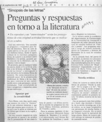 Preguntas y respuestas en torno a la literatura