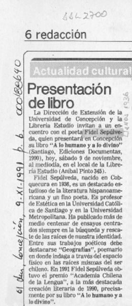 Presentación de libro  [artículo].