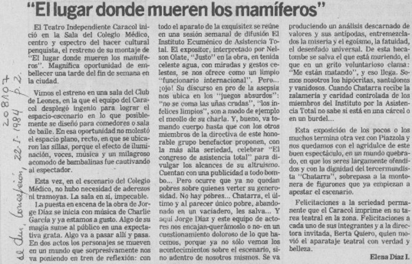 "El lugar donde mueren los mamíferos"
