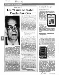 Los 75 años del Nobel Camilo José Cela  [artículo] Amaro Gómez-Pablos M.