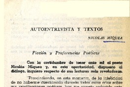 Autoentrevista y textos  [artículo] Nicolás Miquea.