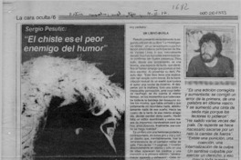 Sergio Pesutic, "el chiste es el peor enemigo del humor"  [artículo] Ligeia Balladares.