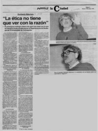 "La Etica no tiene que ver con la razón"  [artículo].