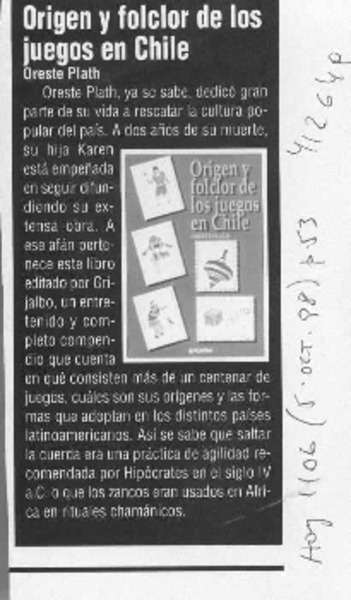Origen y folclor de los juegos en Chile  [artículo]