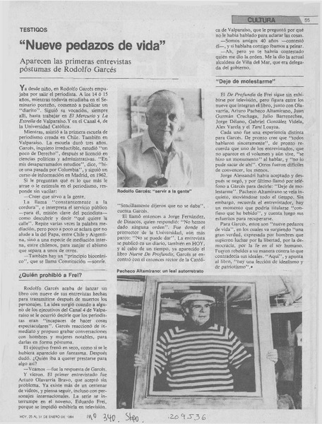 "Nueve pedazos de vida"