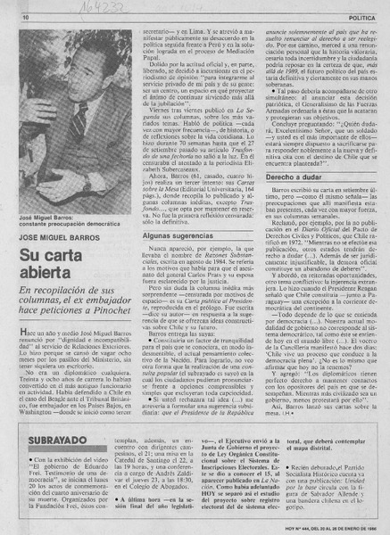 Su carta abierta