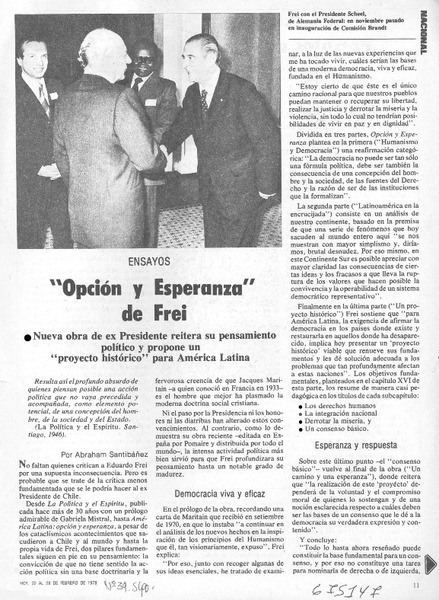 Opción y esperanza" de Frei.