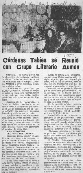 Cárdenas Tabies se reunió con Grupo Literario Aumen.  [artículo]