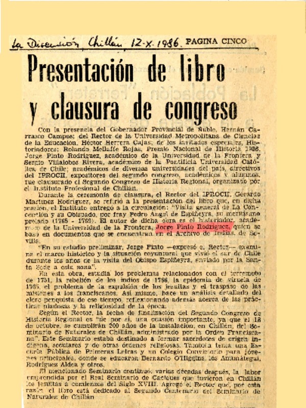 Presentación de libro y clausura de congreso  [artículo].