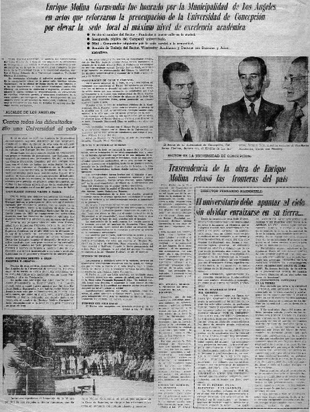 Enrique Molina Garmendia fue honrado por la Municipalidad de Los Angeles en actos que reforzaron la preocupación de la Universidad de Concepción por elevar la sede local al máximo nivel de excelencia académica.