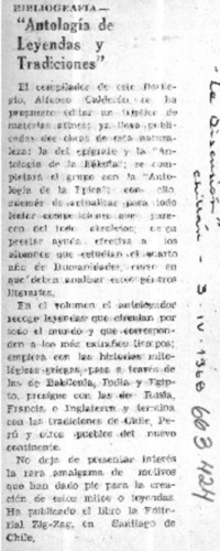 "Antología de leyendas y tradiciones".  [artículo]