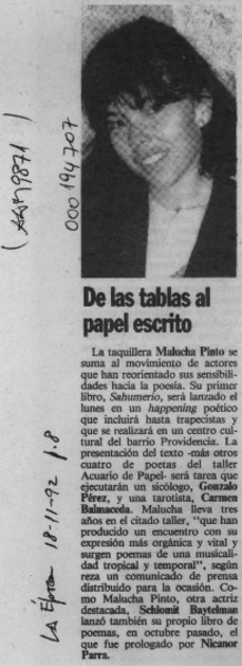 De las tablas al papel escrito  [artículo].