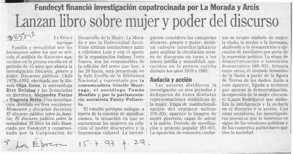 Lanzan libro sobre mujer y poder del discurso  [artículo].