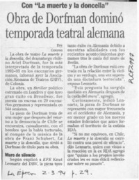 Obra de Dorfman dominó temporada teatral alemana  [artículo].