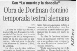 Obra de Dorfman dominó temporada teatral alemana  [artículo].