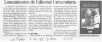 Lanzamientos de Editorial Universitaria.