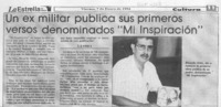 Un Ex militar publica sus primeros versos denominados "Mi inspiración"  [artículo].