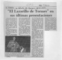 "El Lazarillo de Tormes" en sus últimas presentaciones  [artículo].