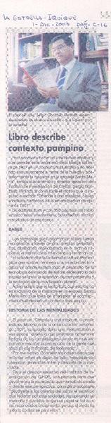 Libro describe contexto pampino