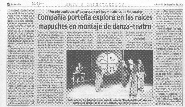 Compañía porteña explora en las raíces mapuches en montaje de danza-teatro