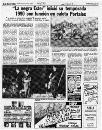 "La Negra Ester" inició su temporada 1990 con función en caleta Portales  [artículo].