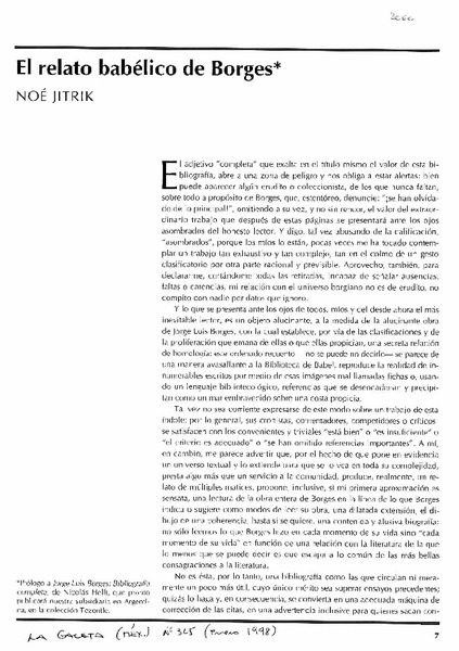 El relato babélico de Borges