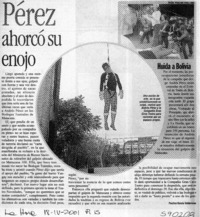 Pérez ahorcó su enojo  [artículo] Paulina García Valderrama