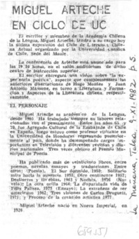 Miguel Arteche en ciclo de UC.