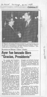 Ayer fue lanzado libro "Gracias, Presidente"  [artículo].