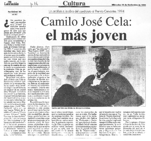 Camilo José Cela, el más joven