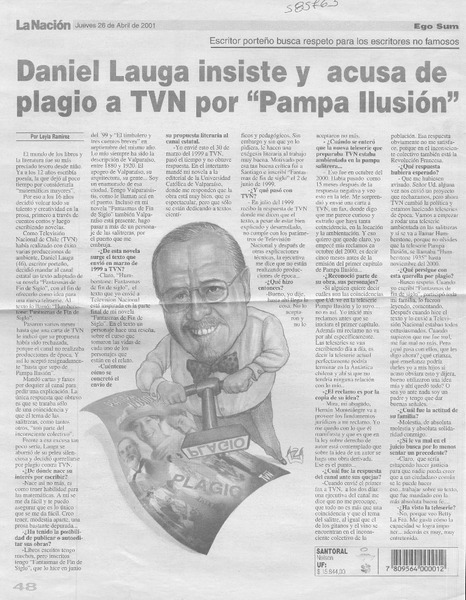 Daniel Lauga insiste y acusa de plagio a TVN por "Pampa ilusión"  [artículo] Leyla Ramírez