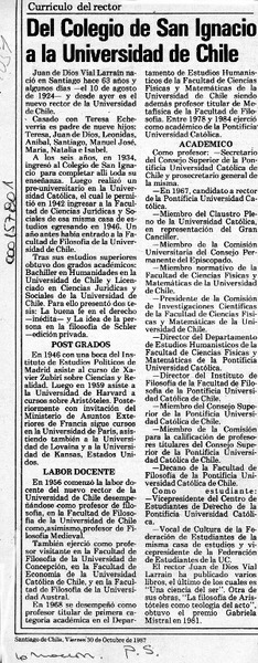Del colegio de San Ignacio a la Universidad de Chile  [artículo].