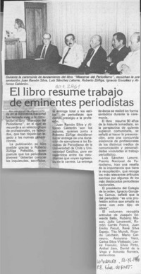 El Libro resume trabajo de eminentes periodistas  [artículo].