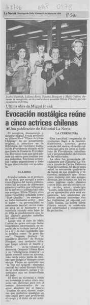 Evocación nostálgica reúne a cinco actrices chilenas