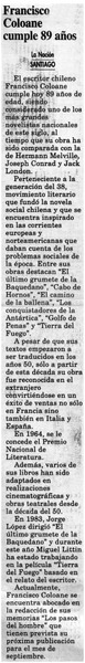 Francisco Coloane cumple 89 años