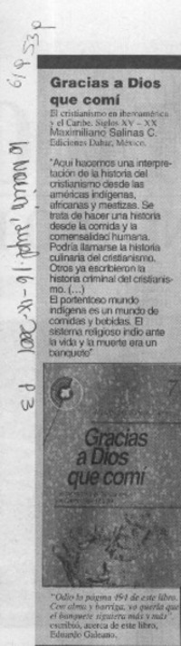 Gracias a Dios que comí  [artículo]