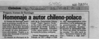 Homenaje a autor chileno-polaco  [artículo].