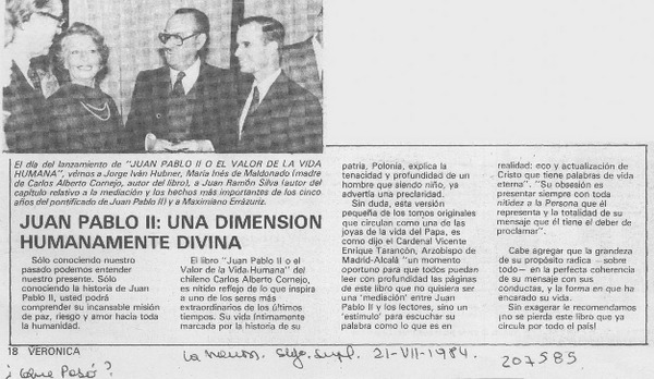 Juan Pablo II; una dimensión humanamente divina
