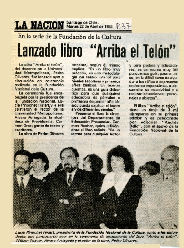 Lanzado libro "Arriba el telón!"  [artículo].