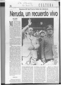 Neruda, un recuerdo vivo  [artículo] Julio Cervellino.